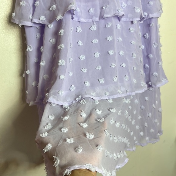 Endless Rose Tiered Ruffle Swiss Dot Maxi Length Lilac Purple Skirt - Picture 5 of 8